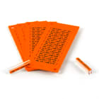 GRAFOPLAST - Tessera rigida per cavi Arancio 30x4 mm - confezione master carton da 2000 pezzi. La tessera si applica con facilitè nei tubetti per identificare i singoli cavi. Stampabile consistema a trasferimento termico EVOMAX