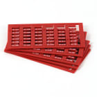 GRAFOPLAST - Tessera rigida per cavi Rosso 10x4 mm - confezione master carton da 3600 pezzi. La tessera si applica con facilitè nei tubetti per identificare i singoli cavi. Stampabile con sistema a trasferimento termico EVOMAX