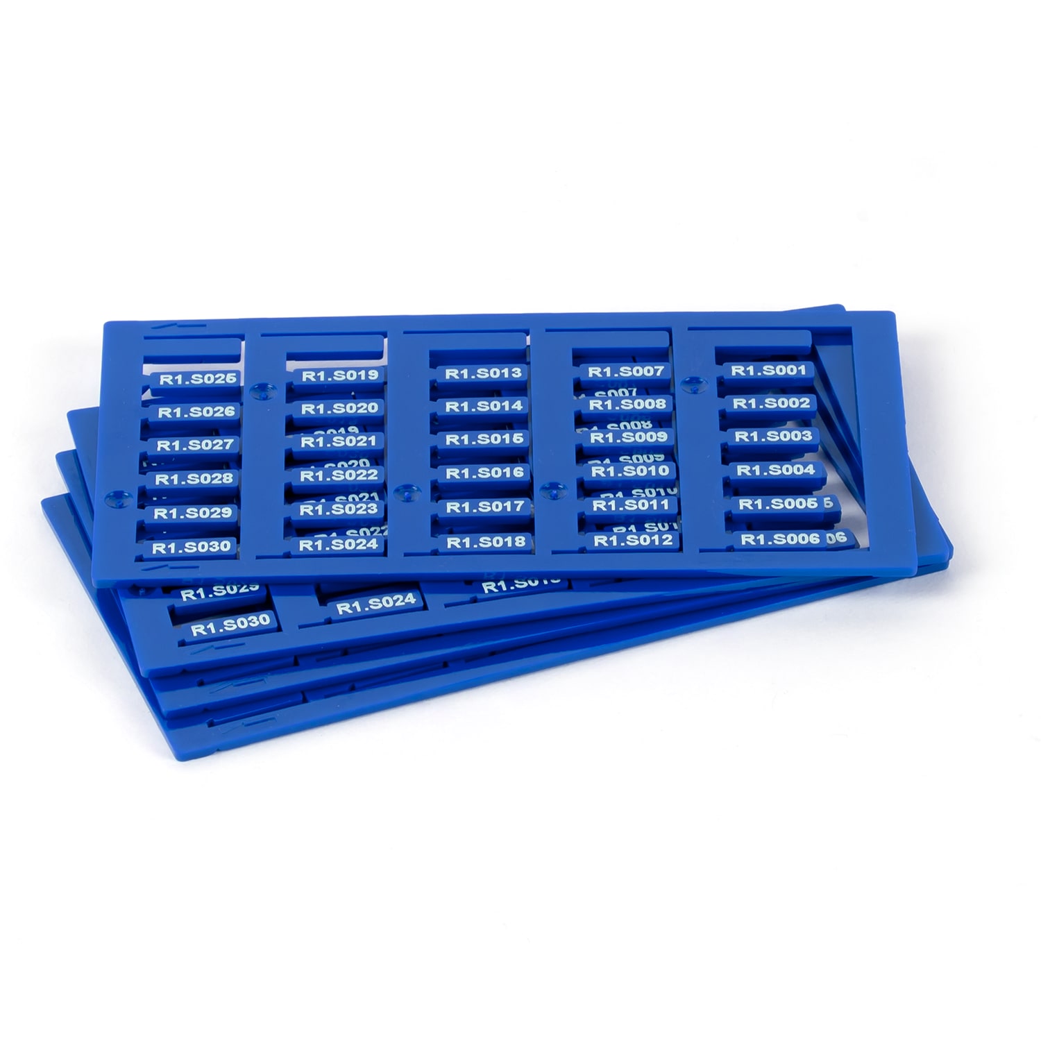 GRAFOPLAST - Tessera rigida per cavi Blu 12x4 mm - 960 pezzi. La tessera si applica con facilitè nei tubetti per identificare i singoli cavi. Stampabile con sistema a trasferimento termico EVOMAX