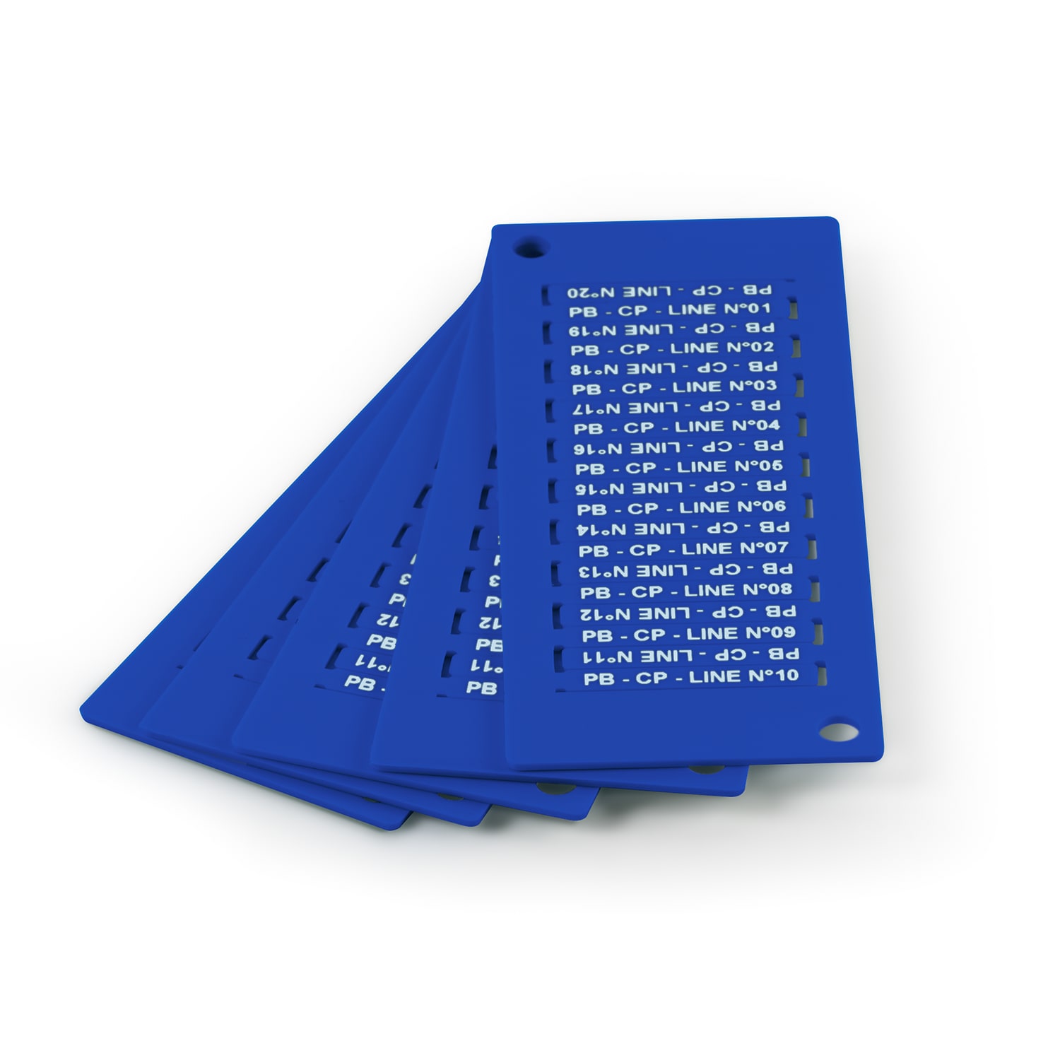 GRAFOPLAST - Tessera rigida per cavi Blu 30x4 mm - 600 pezzi. La tessera si applica con facilitè nei tubetti per identificare i singoli cavi. Stampabile con sistema a trasferimento termico EVOMAX