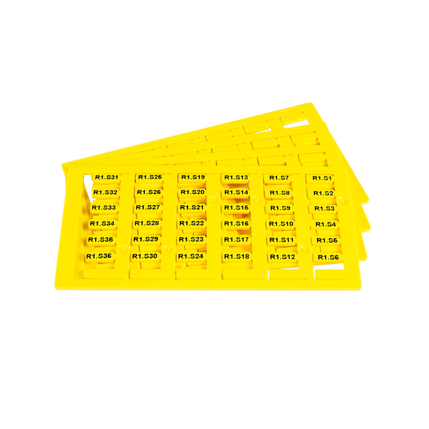 GRAFOPLAST - Tessera rigida per Cavi Halogen Free Giallo 10x4 mm confezione da 1152 pezzi. La tessera si applica con facilitè nei tubetti per identificare i singoli cavi. Stampabile con sistemaa trasferimento termico EVOMAX