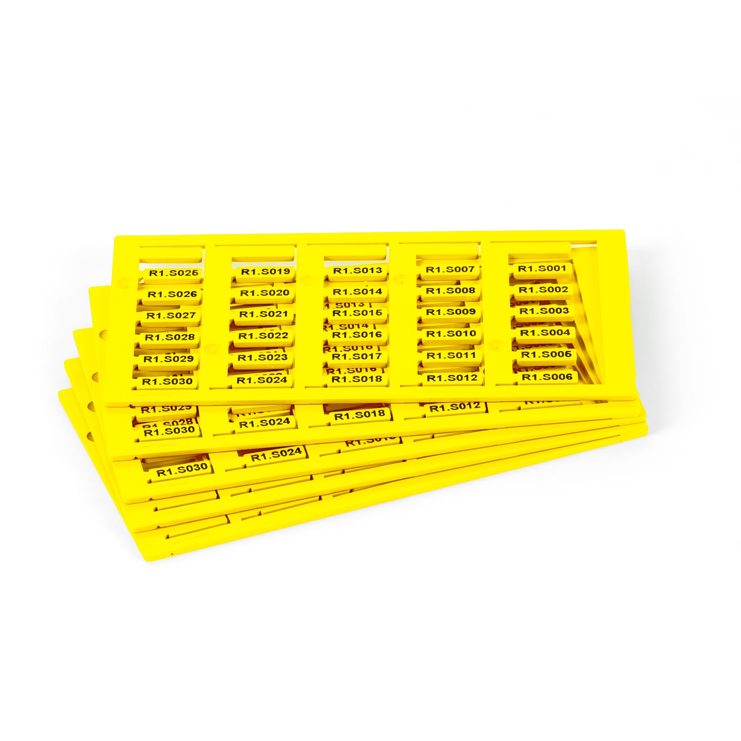 GRAFOPLAST - Tessera per Cavi Halogen Free Giallo 12x4 mm confezione da 960 pezzi. La tessera si applica con facilitè nei tubetti per identificare i singoli cavi. Stampabile con sistema a trasferimento termico EVOMAX