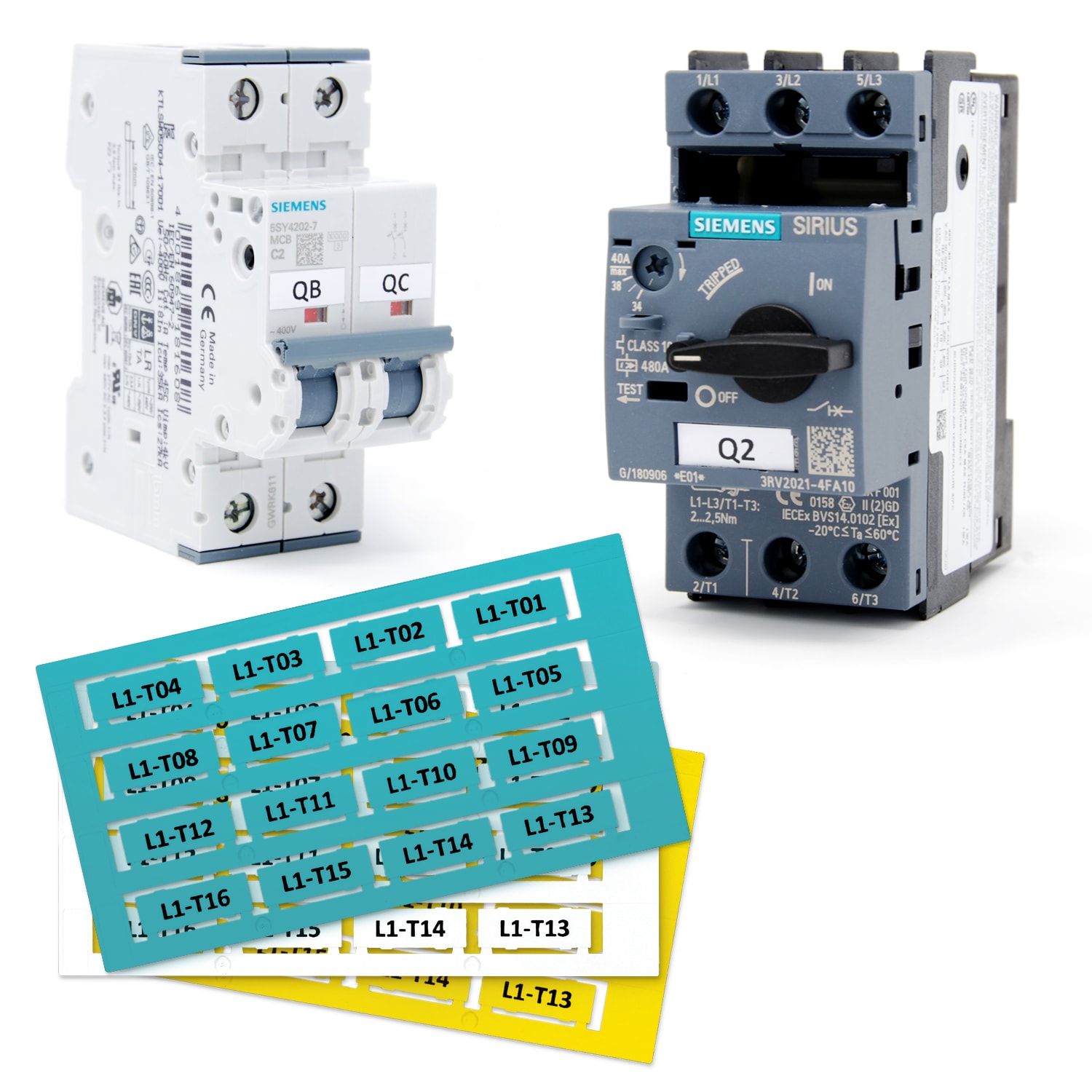 GRAFOPLAST - Tessera per Teleruttori ABB Siemens Verde 7x20 mm - confezione da 256 pezzi