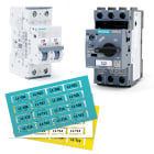 GRAFOPLAST - Tessera per Teleruttori ABB Siemens Blu 7x20 mm - confezione da 256 pezzi