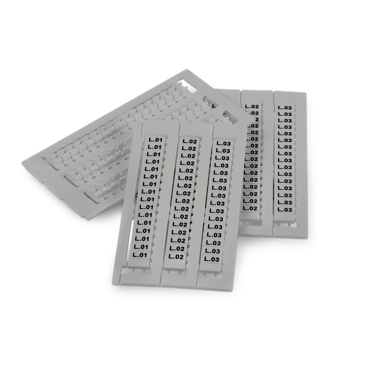 GRAFOPLAST - Tessera Morsetti per WAGO 280 Phoenix Grigio 10x5 mm - confezione da 1056 pezzi. La tessera per morsetto serie AF si applica con velocitè e semplicitè con innesto diretto. Stampabile con sistema a trasferimento termico EVOMAX, caricatore automatico