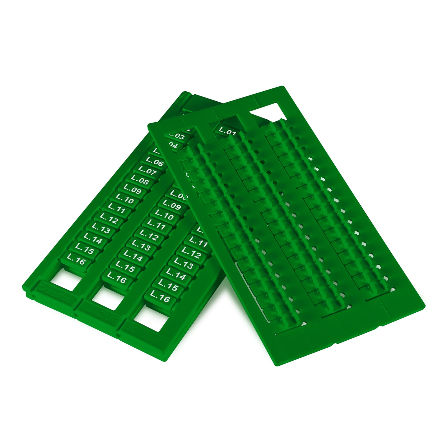 GRAFOPLAST - Tessera Morsetti per Weidmuller Verde 10x5 mm - confezione da 1056 pezzi. La tessera per morsetto serie AF si applica con velocitè e semplicitè con innesto diretto. Stampabile consistema a trasferimento termico EVOMAX, caricatore automatico