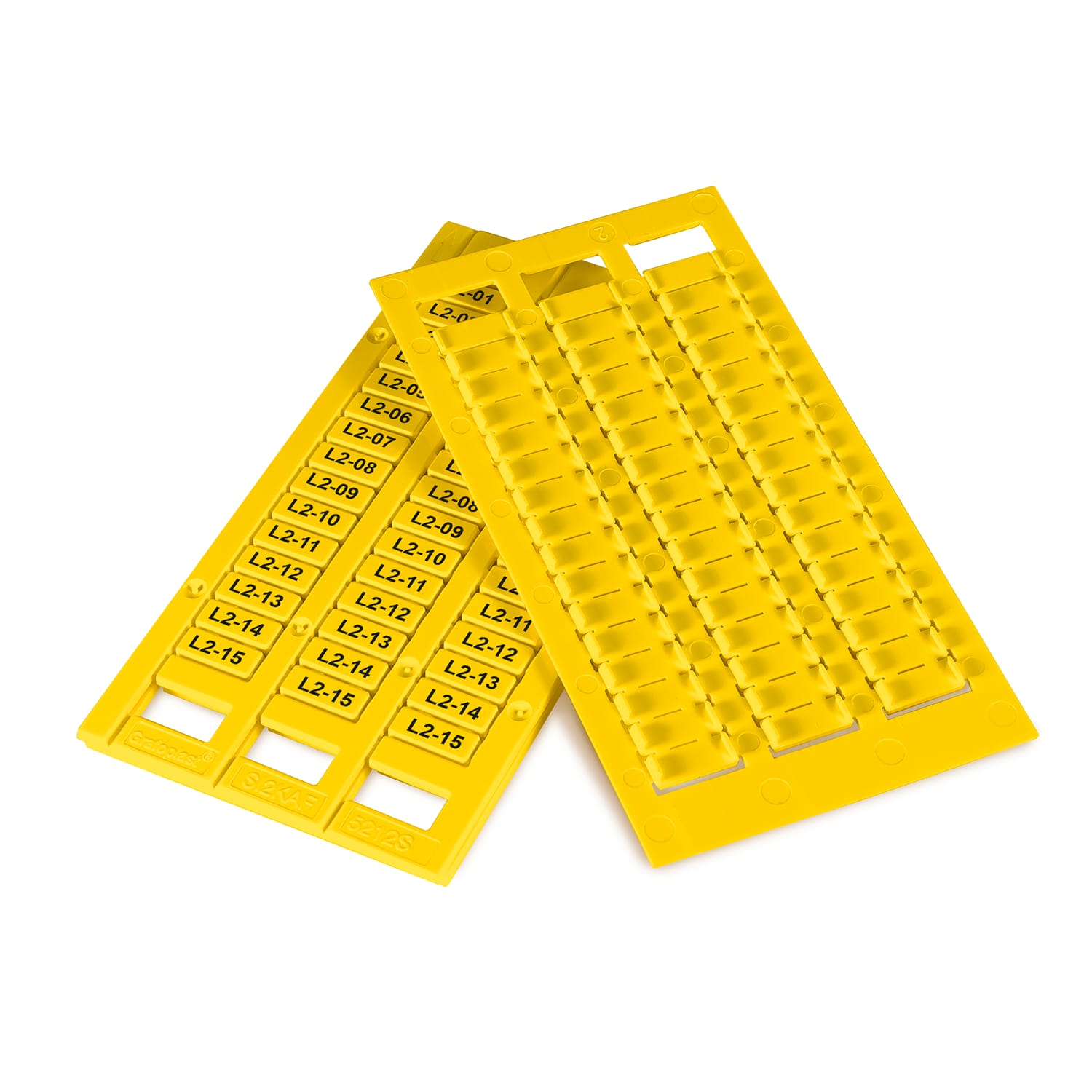 GRAFOPLAST - Tessera Morsetti per Entrelec Giallo LUX 12x5 mm - confezione da 990 pezzi.  La tessera per morsetto serie AF si applica con velocitè e semplicitè con innesto diretto.  Stampabilecon sistema a trasferimento termico EVOMAX, caricatore automatico