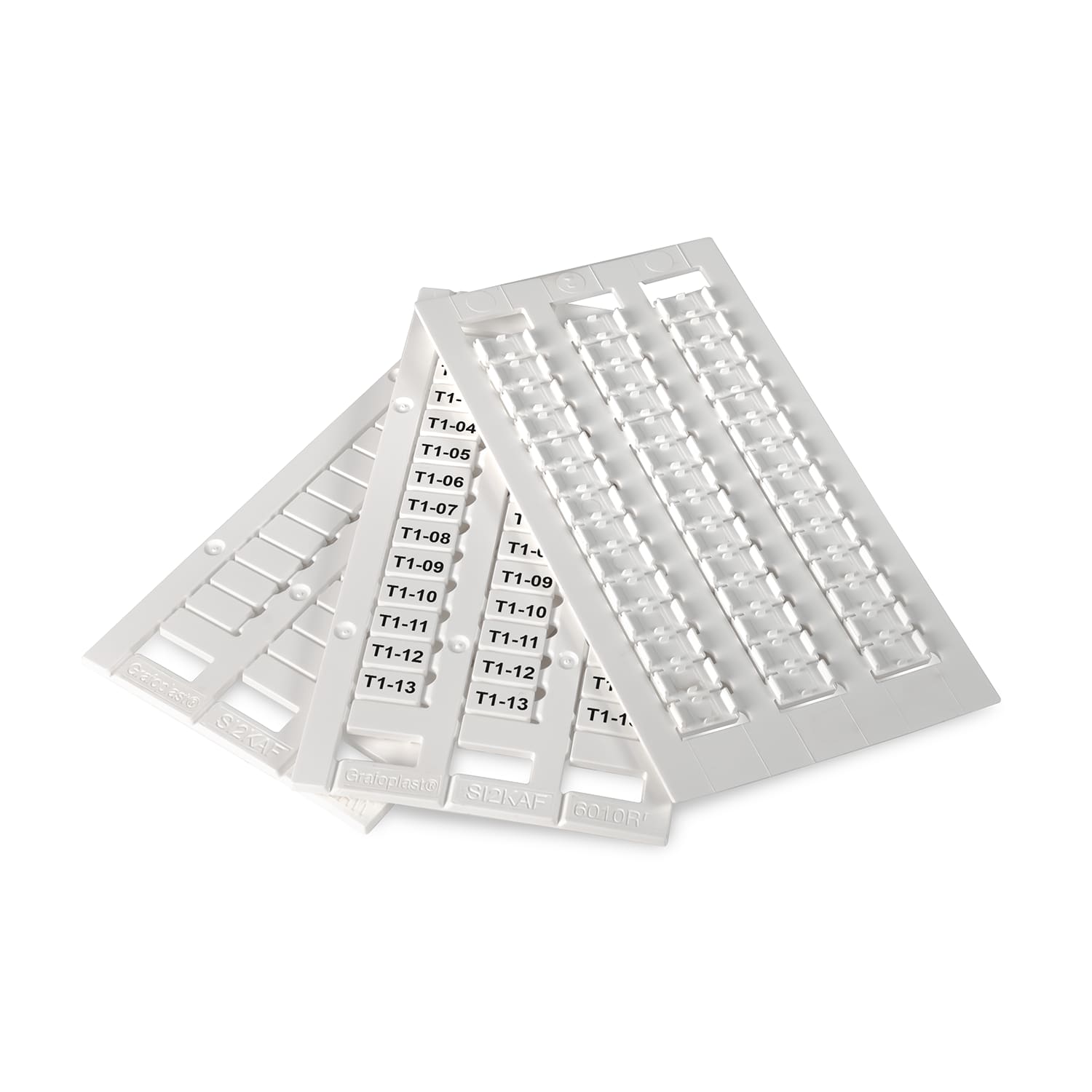 GRAFOPLAST - Tessera Morsetti per Entrelec Bianco LUX 10x6 mm - confezione da 858 pezzi. La tessera per morsetto serie AF si applica con velocitè e semplicitè con innesto diretto. Stampabilecon sistema a trasferimento termico EVOMAX, caricatore automatico