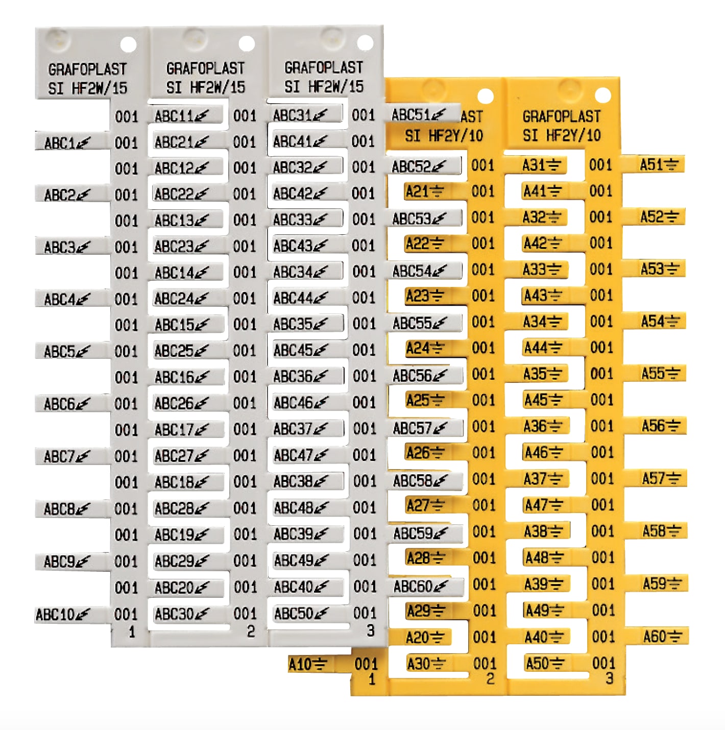 GRAFOPLAST - Tessera per Cavi Bianco dimensioni 30x4 mm confezione da 4800 pezzi.  La tessera si applica con facilitè nei tubetti per identificare i singoli cavi. Stampabile con il plotter