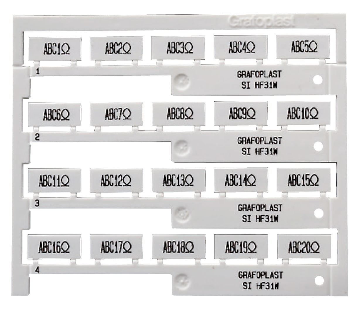 GRAFOPLAST - Tessera per Binario 20 x 9 mm Bianco - confezione master carton da 1000 pezzi. Puè essere facilmente sostituita consentendo risparmi di tempo. Stampabile con il plotter