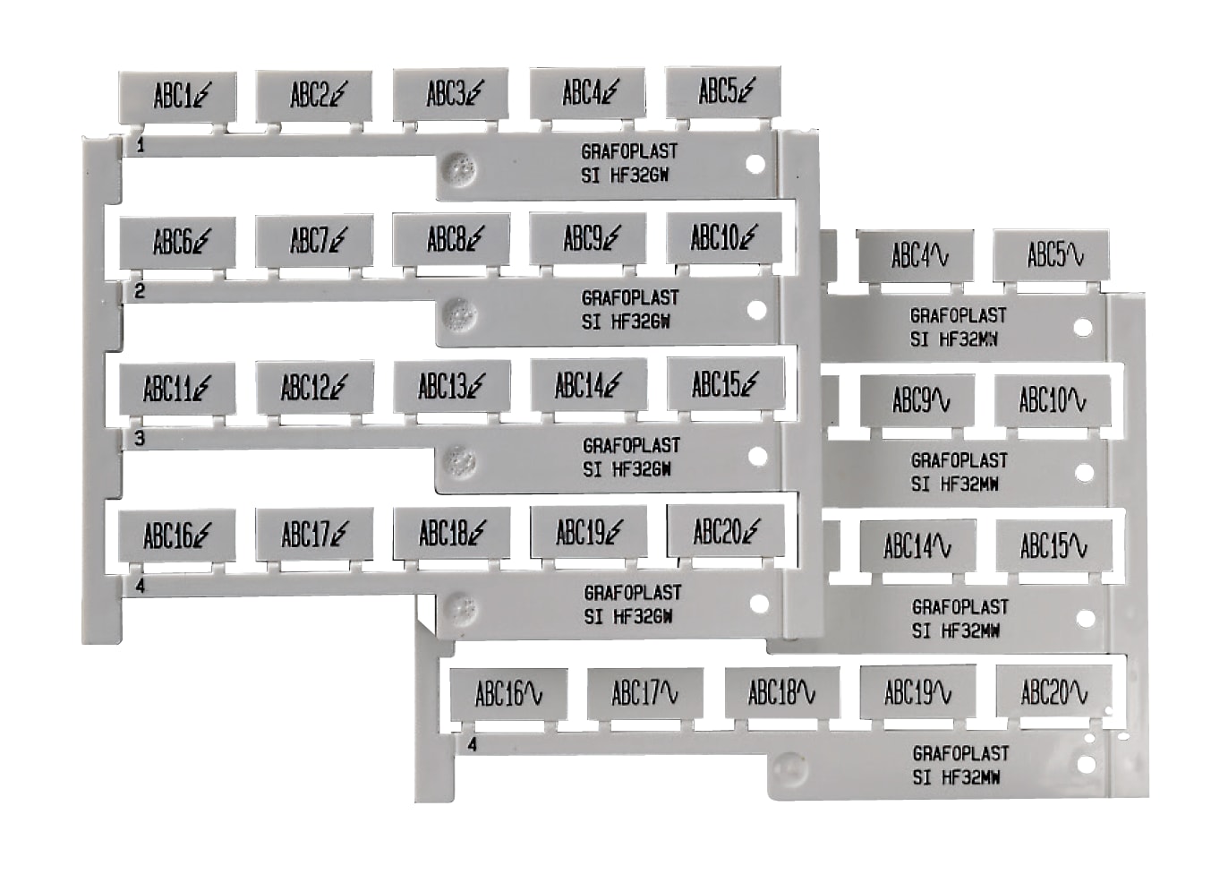 GRAFOPLAST - Tessera Adesiva 67 x 15 mm Grigio - 96 pezzi.  Da applicare direttamente sulle apparecchiature e /o  sui componenti. Si possono realizzare scritte su piè righe