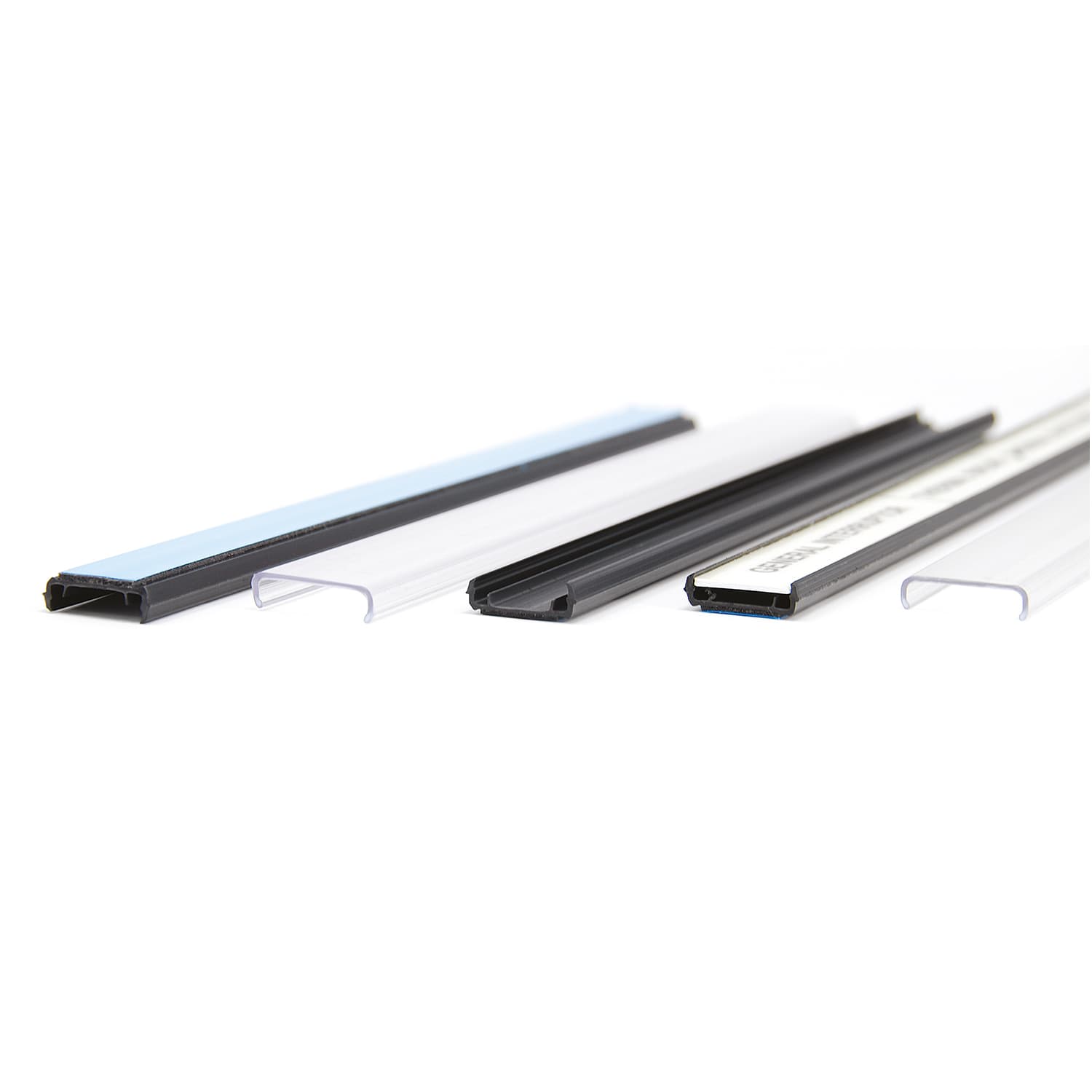 GRAFOPLAST - Binario nero adesivo per strisce modulari e /o targhette. Lunghezza mm 430. Confezione da 48 binari