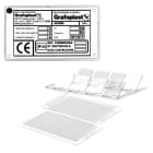 GRAFOPLAST - Vetrino per Targa Quadro 150x100 mm confezione da 10 pezzi. Il vetrino è utilizzato ove sia richiesta una particolare protezione delle targhette montate nei relativi supporti e siapplica mediante semplice pressione.