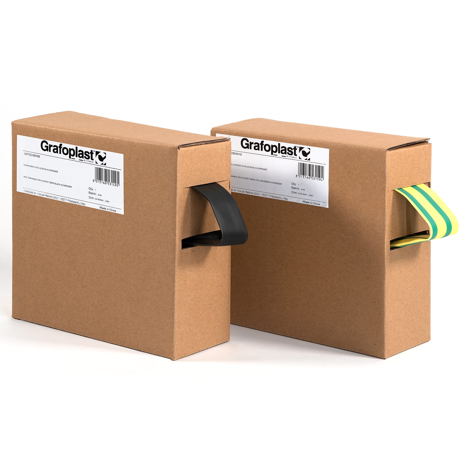 GRAFOPLAST - Guaina Halogen Free Termorestringente2:1 G/V diametro 25 dispenser 5 mt