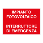GRAFOPLAST - Cartello in Alluminio IMPIANTO FOTOVOLTAICO INTERRUTTORE DI EMERGENZA 297 x 210 mm  - 1 pz