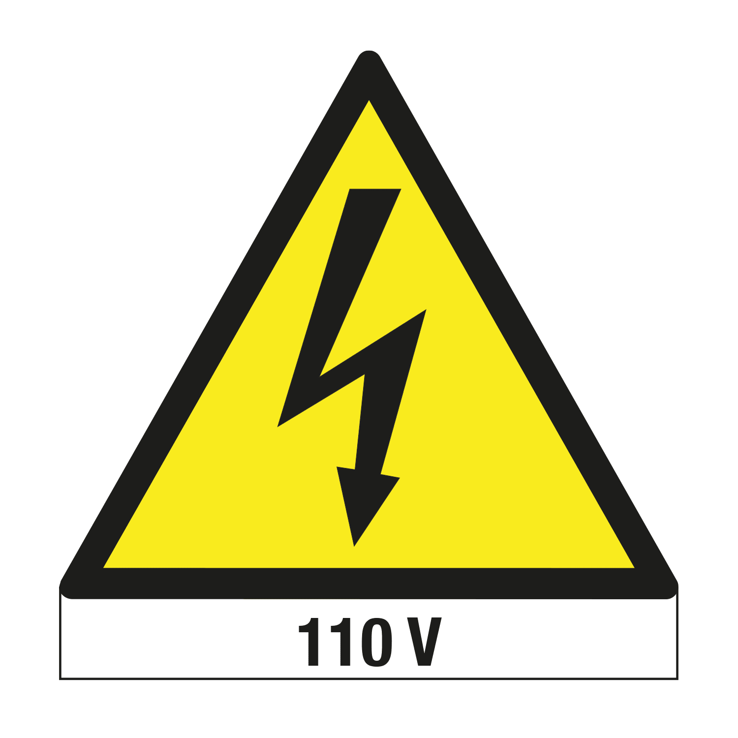 GRAFOPLAST - Triangolo in vinile Adesivo Pericolo TENSIONE 110 VOLT Lato 25 mm - 80 pezzi per foglio