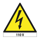 GRAFOPLAST - Triangolo in vinile Adesivo Pericolo TENSIONE 110 VOLT Lato 25 mm - 80 pezzi per foglio