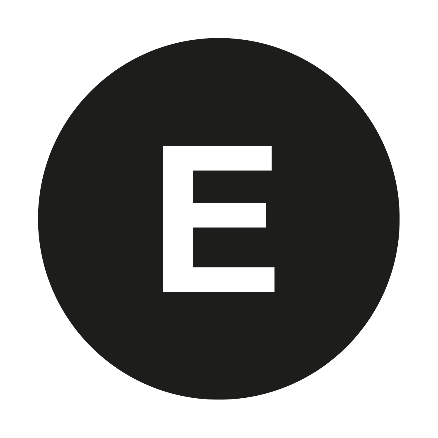GRAFOPLAST - Etichetta tonda "E" bianco su nero in vinile adesivo diametro 20mm, 98 pezzi per foglio