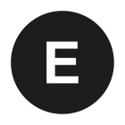 GRAFOPLAST - Etichetta tonda "E" bianco su nero in vinile adesivo diametro 20mm, 98 pezzi per foglio