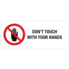 GRAFOPLAST - Targhetta in vinile Adesivo Divieto "DON'T TOUCH WITH YOUR HANDS" 70 x 30 mm - 18 pz per foglio