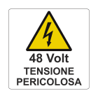 GRAFOPLAST - Targhetta in vinile Adesivo "48 VOLT TENS.PERICOLOSA" dim. 80 x 80 mm -30 pz per foglio