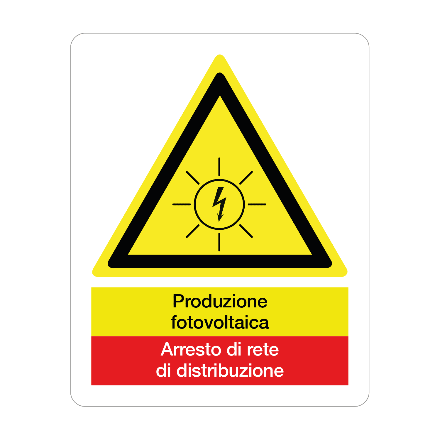 GRAFOPLAST - Targhetta vinile ades. PRODUZ. FOTOVOLTAICA ARRESTO DI RETE DI DISTRIBUZ. 40x50mm -18 pz x foglio