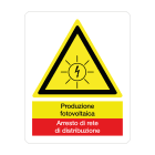GRAFOPLAST - Targhetta vinile ades. PRODUZ. FOTOVOLTAICA ARRESTO DI RETE DI DISTRIBUZ. 40x50mm -18 pz x foglio
