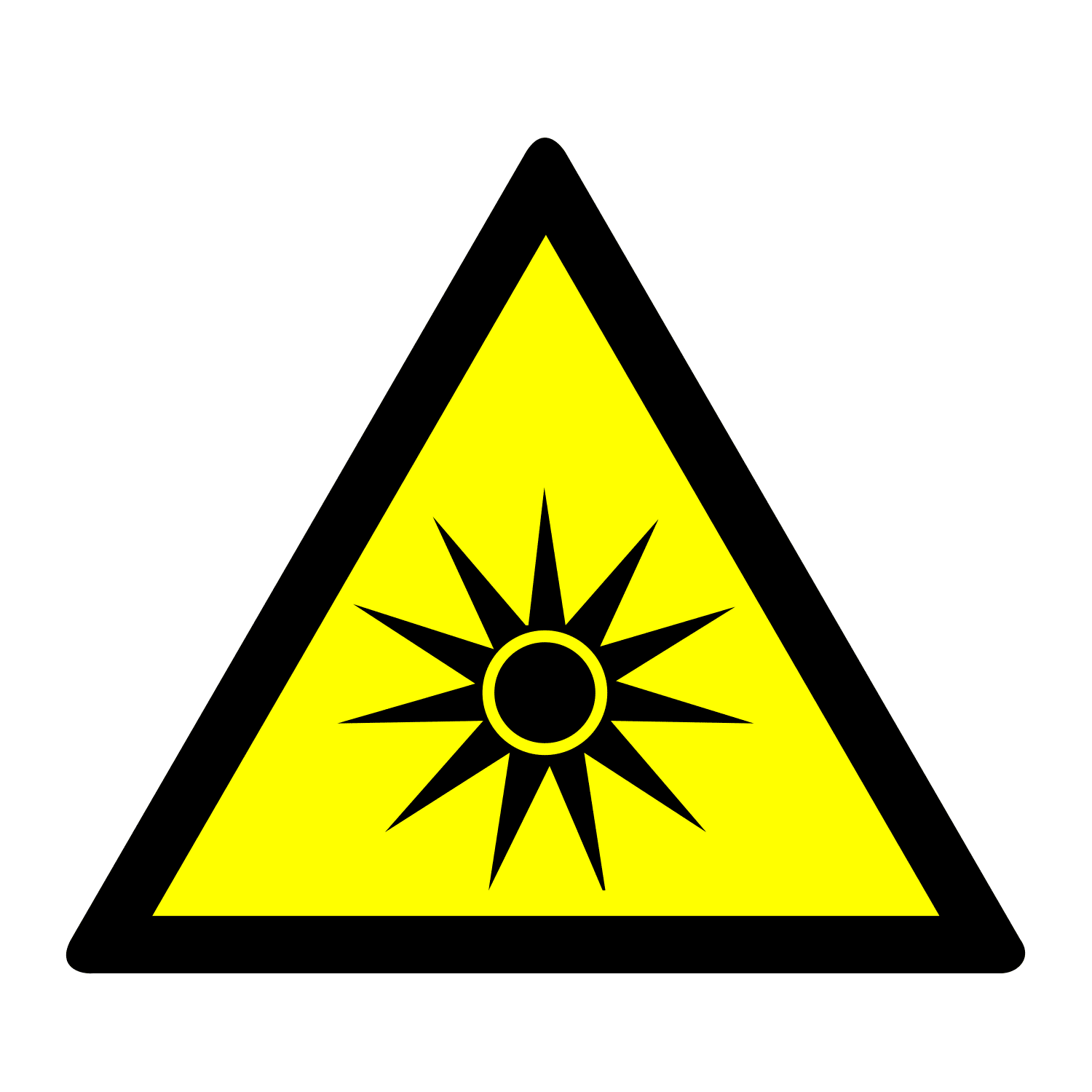 GRAFOPLAST - Triangolo in vinile Adesivo Pericolo "RADIAZIONI OTTICHE" Lato 51 mm  - 32 pz per foglio