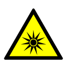 GRAFOPLAST - Triangolo in vinile Adesivo Pericolo "RADIAZIONI OTTICHE" Lato 51 mm  - 32 pz per foglio