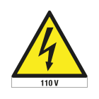 GRAFOPLAST - Triangolo in Policarbonato Adesivo Pericolo TENSIONE 110 VOLT Lato 25 mm - 80 pezzi per foglio