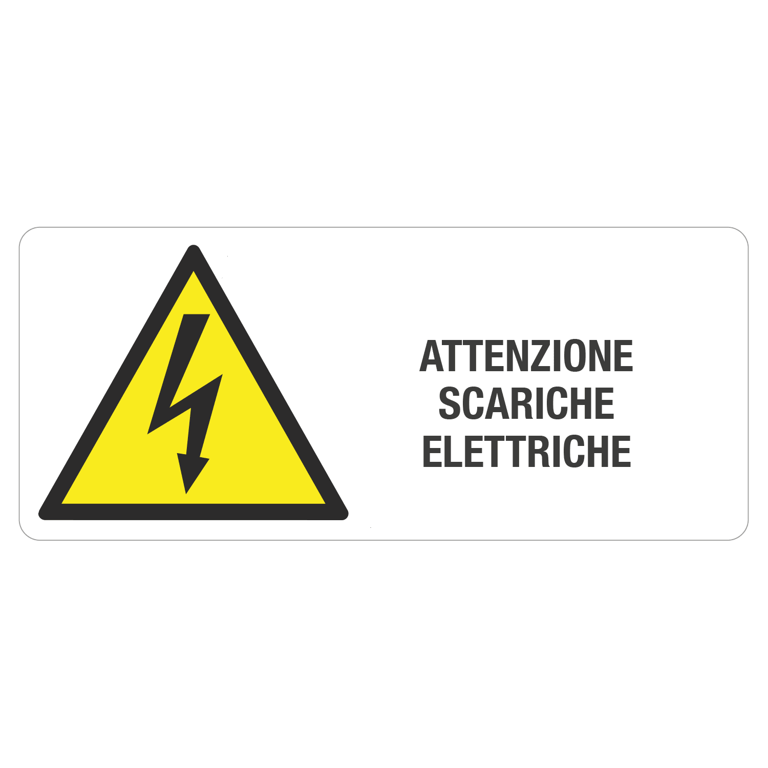 GRAFOPLAST - Targhetta in PC ades. Pericolo Tensione ATTENZIONE SCARICHE ELETTRICHE 140 x 60 mm- 6 pz x foglio