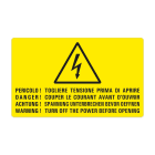 GRAFOPLAST - Targhetta in PC ades. PERICOLO! TOGLIERE TENSIONE PRIMA DI APRIRE! 100 x 60 mm - 7 pz per foglio