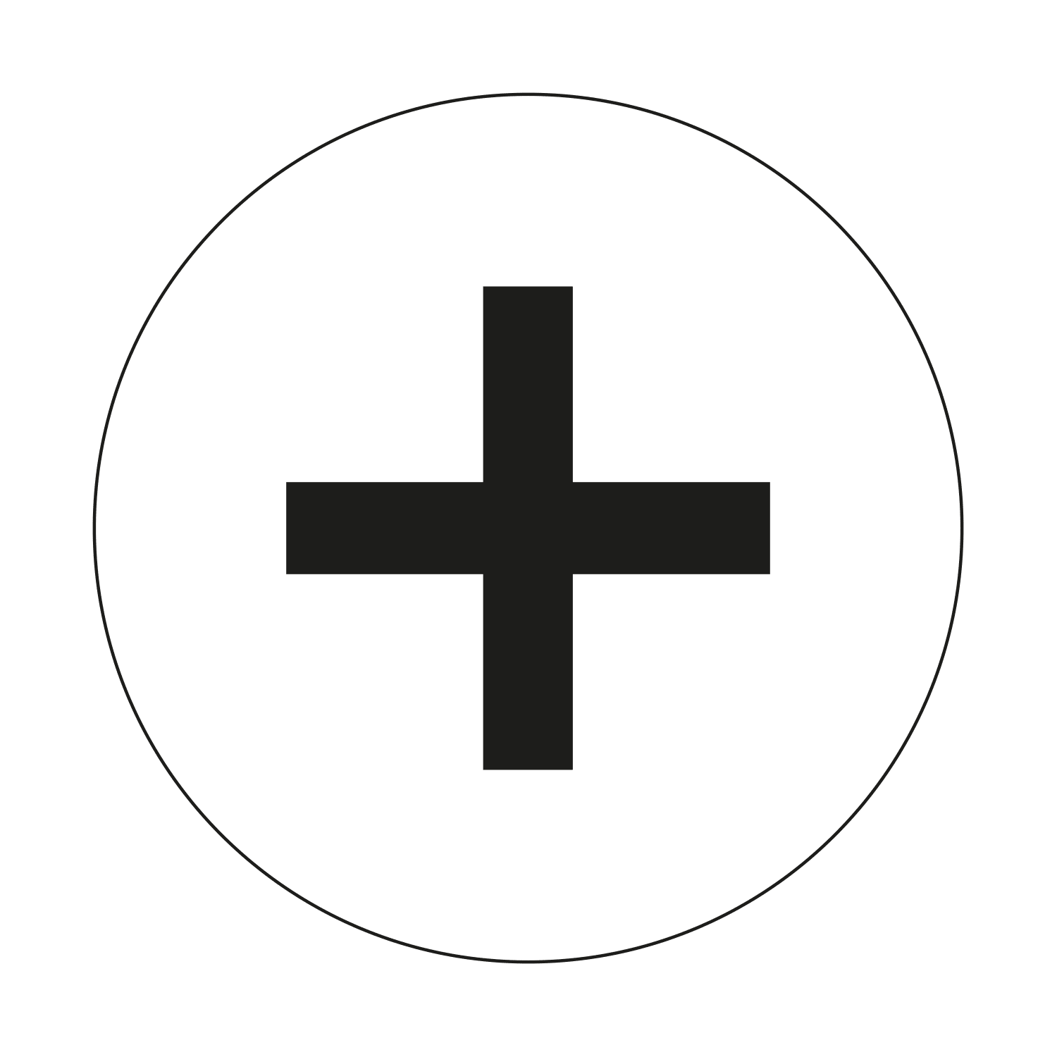 GRAFOPLAST - Etichetta tonda "+" nero su bianco in PC adesivo diametro 20mm, 98 per foglio