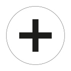 GRAFOPLAST - Etichetta tonda "+" nero su bianco in PC adesivo diametro 20mm, 98 per foglio