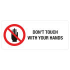 GRAFOPLAST - Targhetta in PC ades. Divieto "DON'T TOUCH WITH YOUR HANDS" 70 x 30 mm - 18 pz per foglio
