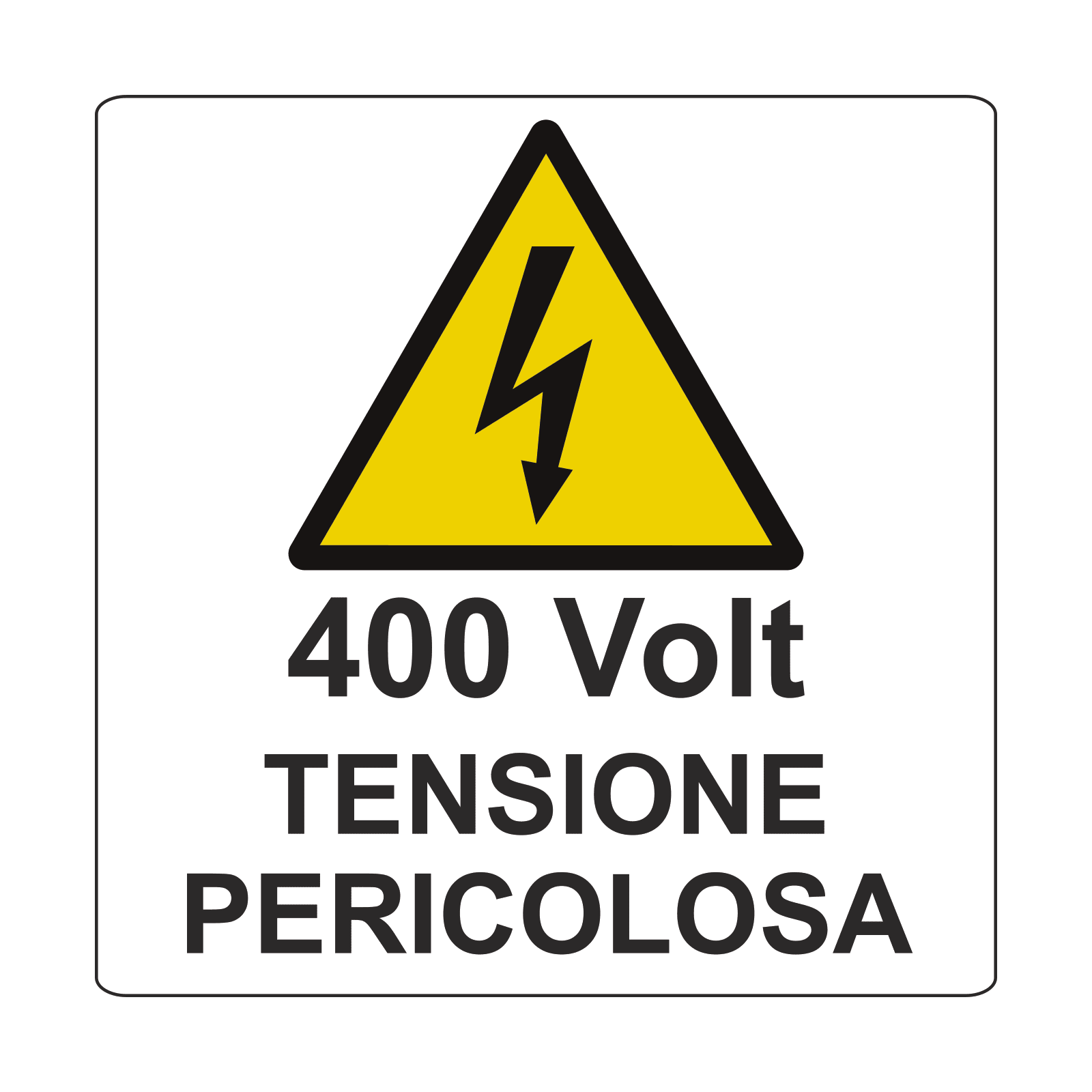 GRAFOPLAST - Targhetta in Policarbonato Adesivo "400 VOLT TENS.PERICOLOSA"  dim 80 x 80 mm - 30 pz per foglio