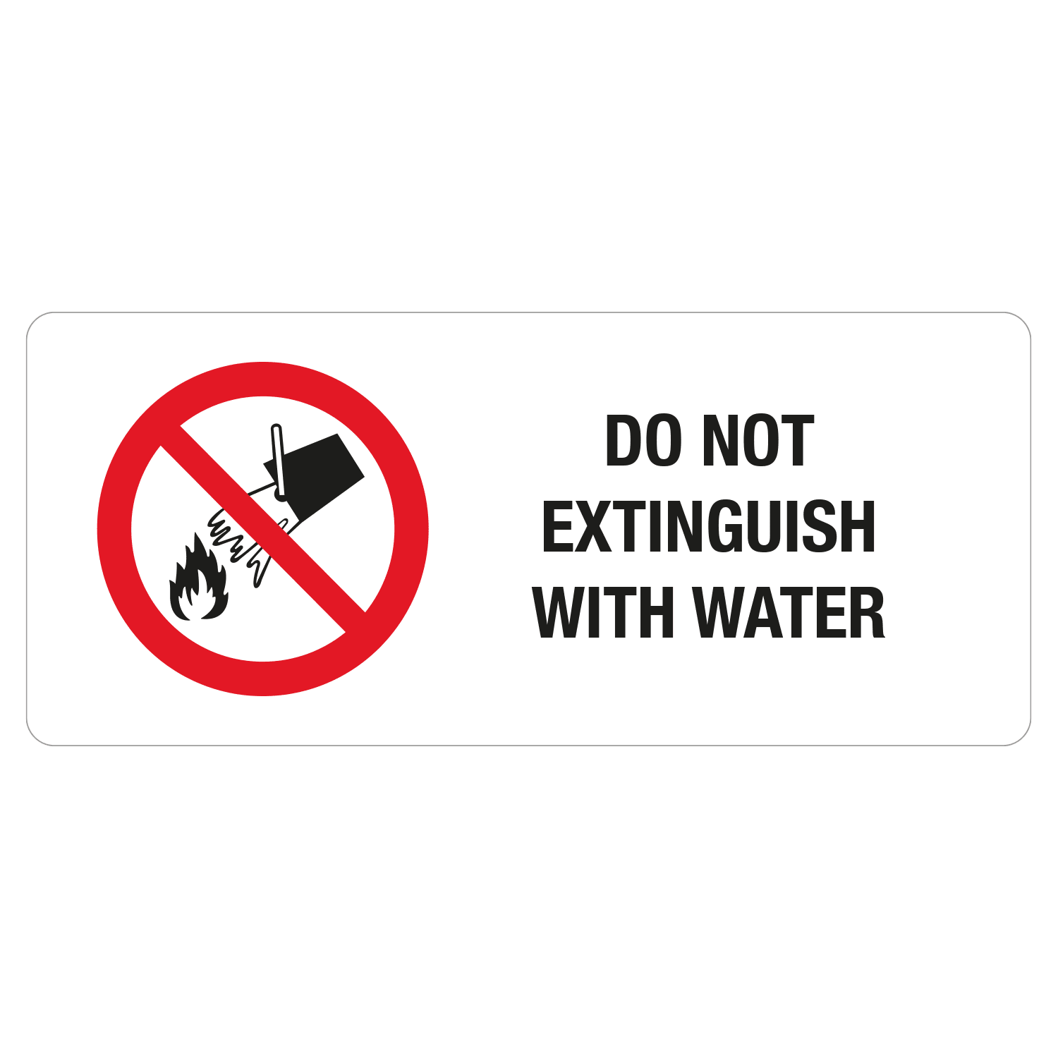 GRAFOPLAST - Etichetta "Do not extinguish with water" in vinile adesivo dimensioni L=105mm, H=45mm, 8 x foglio