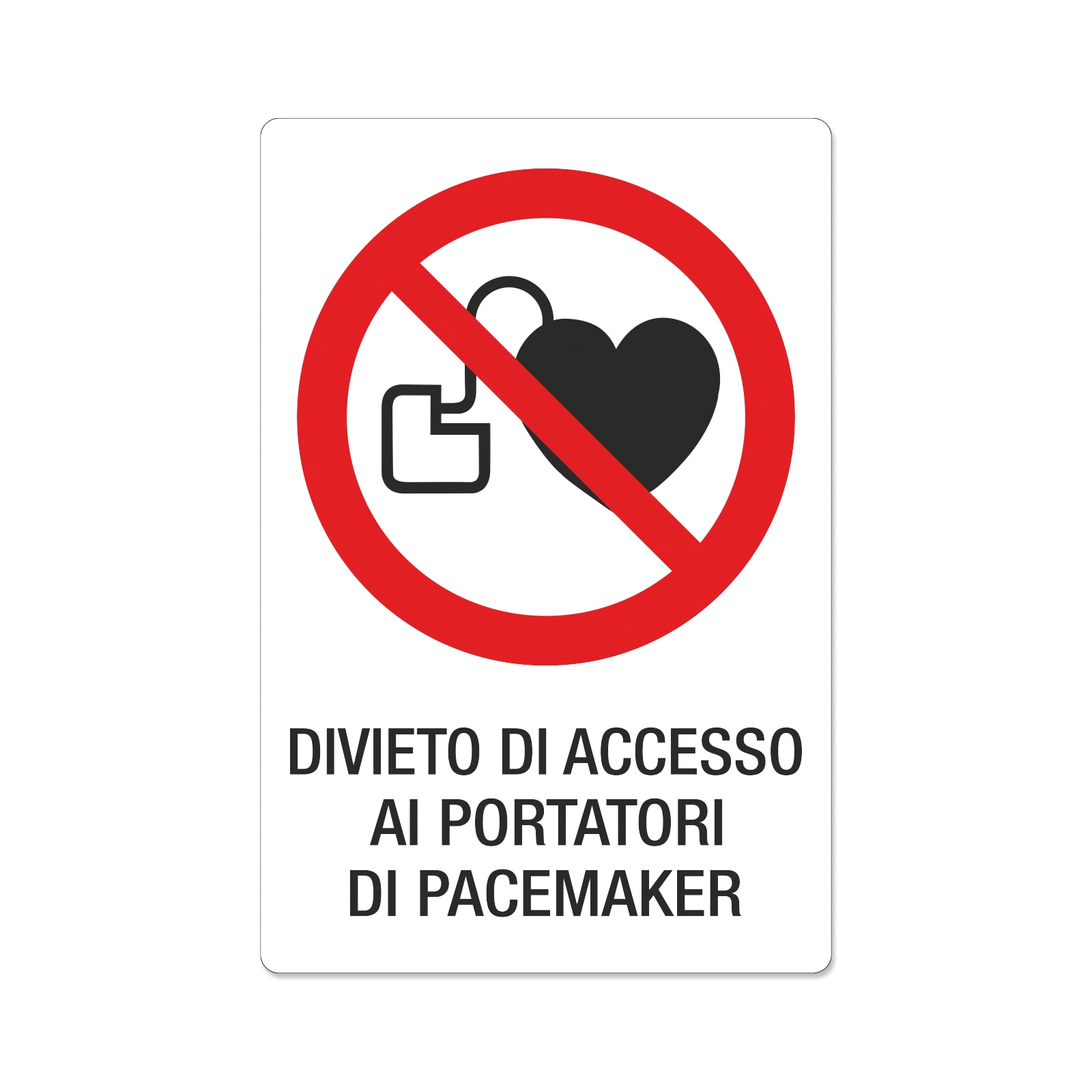 GRAFOPLAST - Etichetta "divieto di accesso ai portatori di pacemaker" in PC adesivo L=60mm,  H=90mm, 9 x foglio