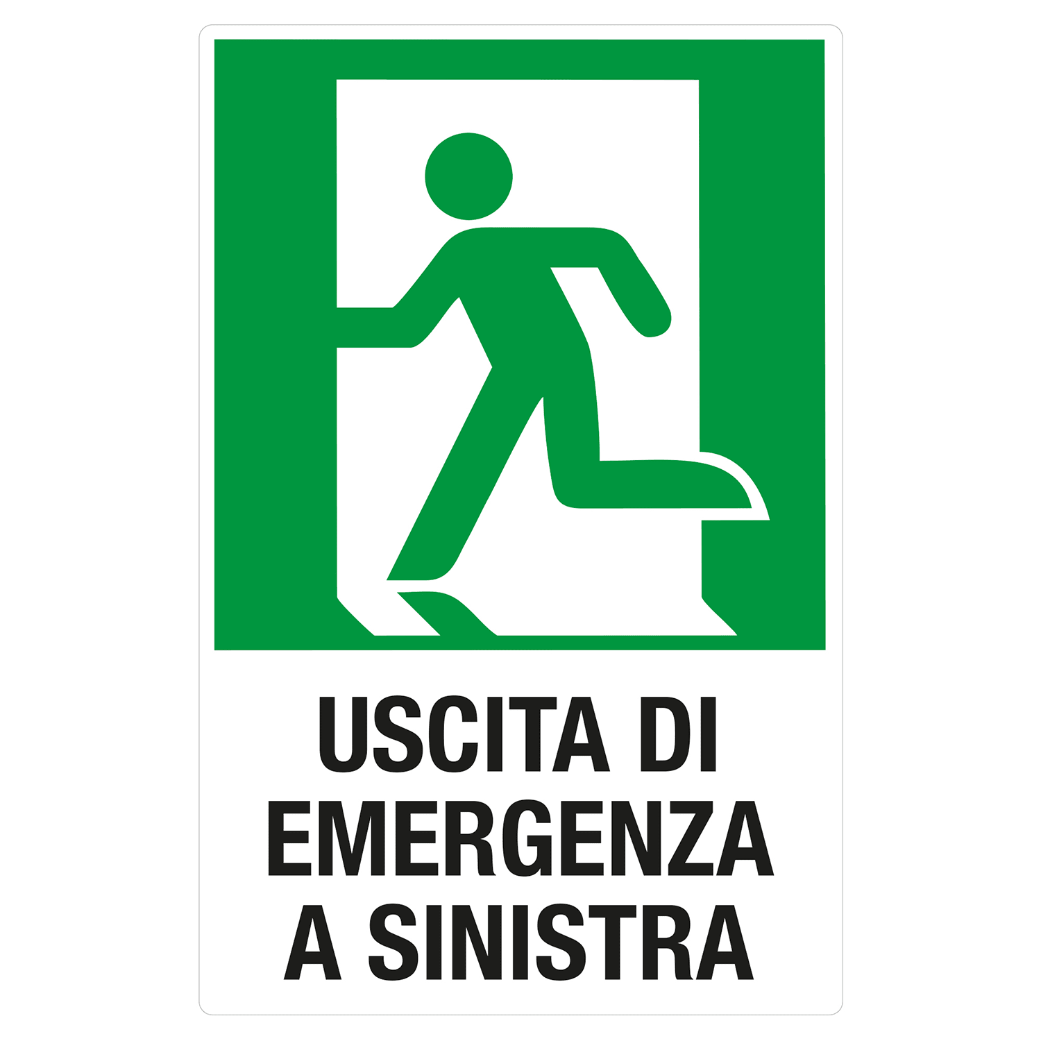 GRAFOPLAST - Cartello "uscita emergenza a sinistra"in PVC 240x372,5 mm - 1 pezzo