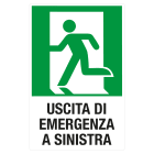 GRAFOPLAST - Cartello "uscita emergenza a sinistra"in PVC 240x372,5 mm -  1 pezzo