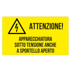 GRAFOPLAST - ATTENZIONE!  APPARECCHIATURA SOTTO TENSIONE ANCHE A SPORTELLO APERTO in PVC 120 x 70 mm  - 1 pz