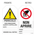 GRAFOPLAST - Cartellino Bifacciale in PVC PERICOLO! NON APRIRE 79 x 149 mm - 6 pz per foglio