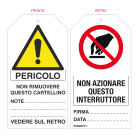 GRAFOPLAST - Cartellino bifacciale "non azionare questo interuttore" in PVC - 1 Foglio da 6 pezzi