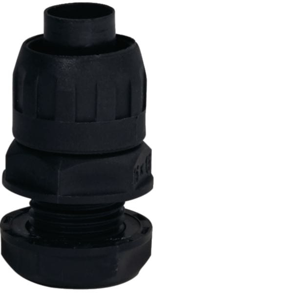 HAGER BOCCHIOTTI - RPMN 12 Raccordo dritto girevole guaina spiralata/scatola IP65 passo M1,5 NERO
