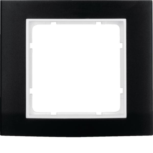 HAGER BOCCHIOTTI - Cornice singola Berker B.3 alu nero/bianco polare opaco, alluminio anodizzato