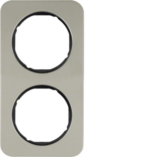 HAGER BOCCHIOTTI - Cornice doppia Berker R.1 acciaio inox/nero