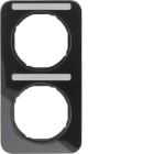 HAGER BOCCHIOTTI - Cornice doppia x montaggio verticale con portaetichetta Berker R.1 nero lucido