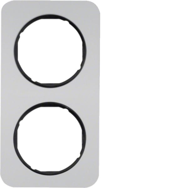 HAGER BOCCHIOTTI - Cornice doppia Berker R.1 alu/nero