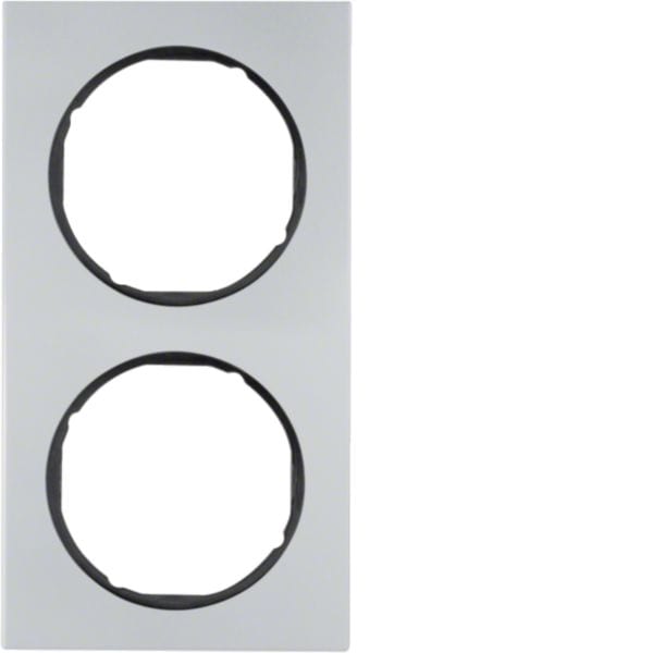 HAGER BOCCHIOTTI - Cornice doppia Berker R.3 alu/nero