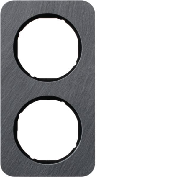 HAGER BOCCHIOTTI - Cornice doppia Berker R.1 antracite/nero lucido, ardesia naturale